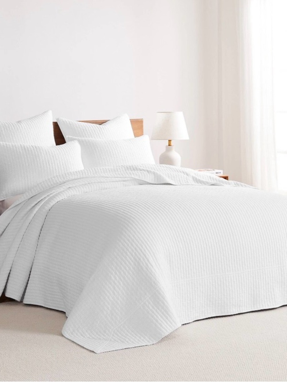 Levtex Home Cross Stitch White Bedspread Set King 3 Pc ( 1 Comforter & 2 Shams )